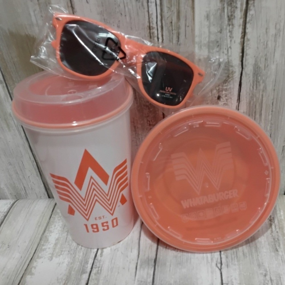 Whataburger Orange Cup Bowl Sunglasses 75th Anniversary Collectible Set‎ - Picture 4 of 7
